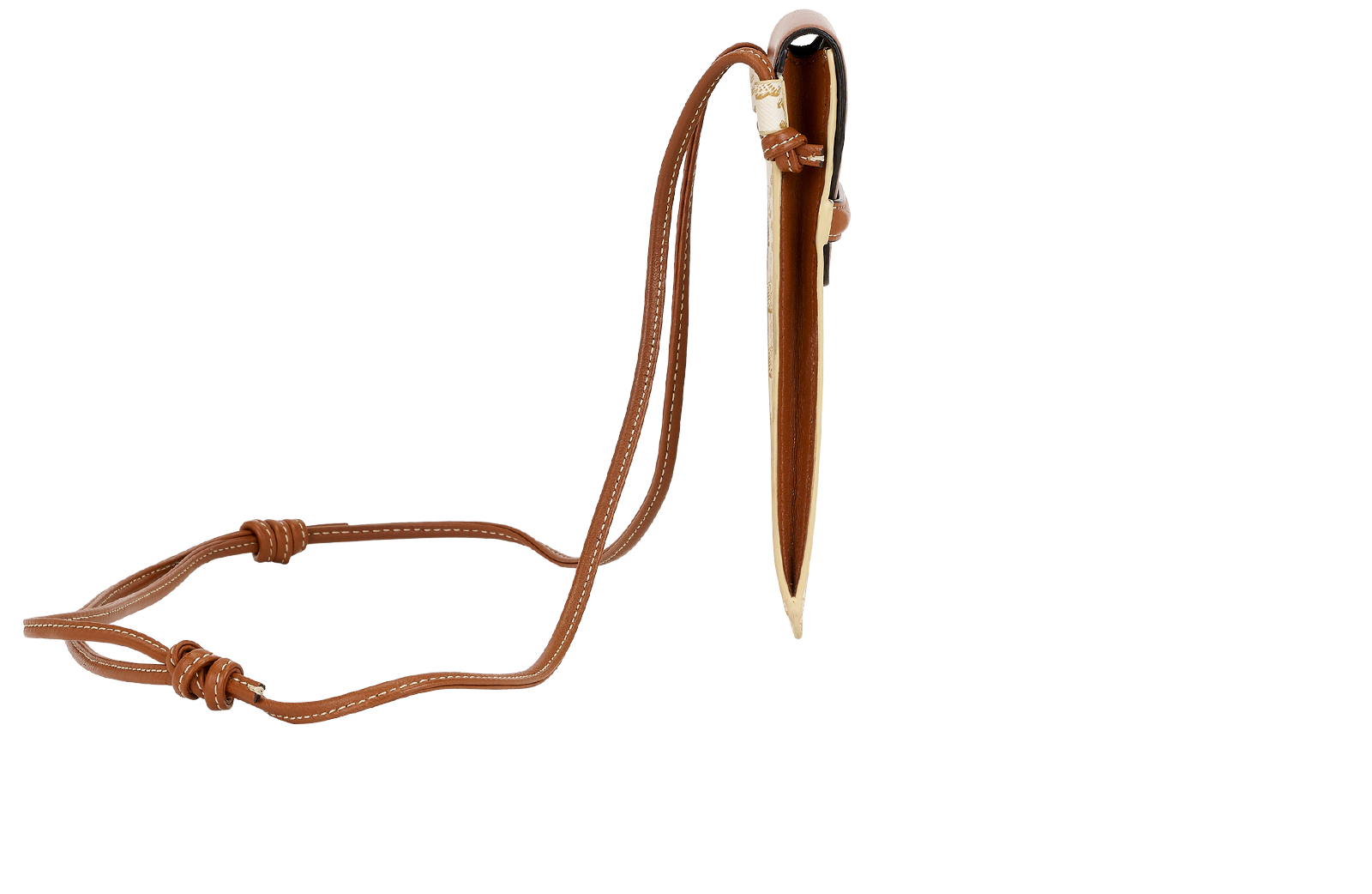 Celine Triomphe Phone Pouch, &pound;295, Accessories, Brown/Cream, Canvas/Leather, Side view